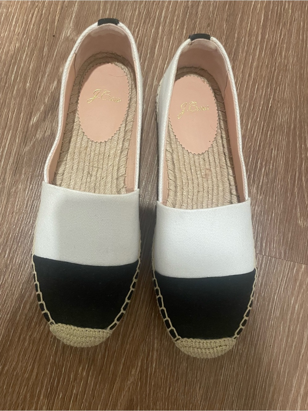 J. Crew Two-Tone Black and White Canvas Espadrille Flats